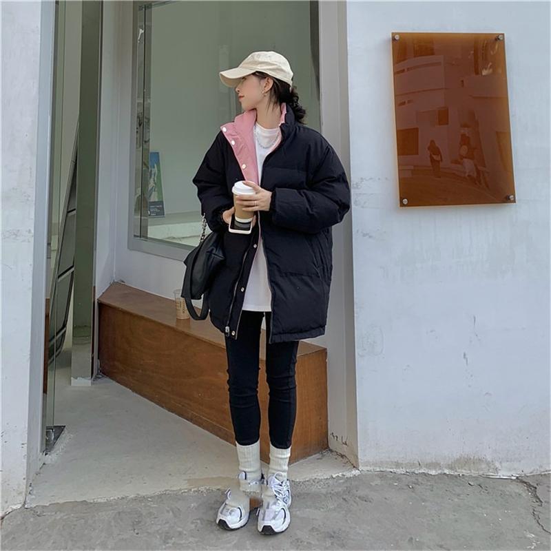 

2021 New Winter Fashion Ladies Coat Casual Women Overcoat Loose Elegant Solid Color High Quality Female Outerwear, Black