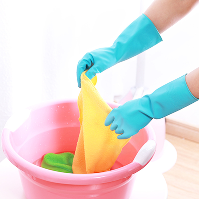 

durable Miaojie household waterproof Newdishwashing latex flexible laundry kitchen life rubber gloves 2 pairs