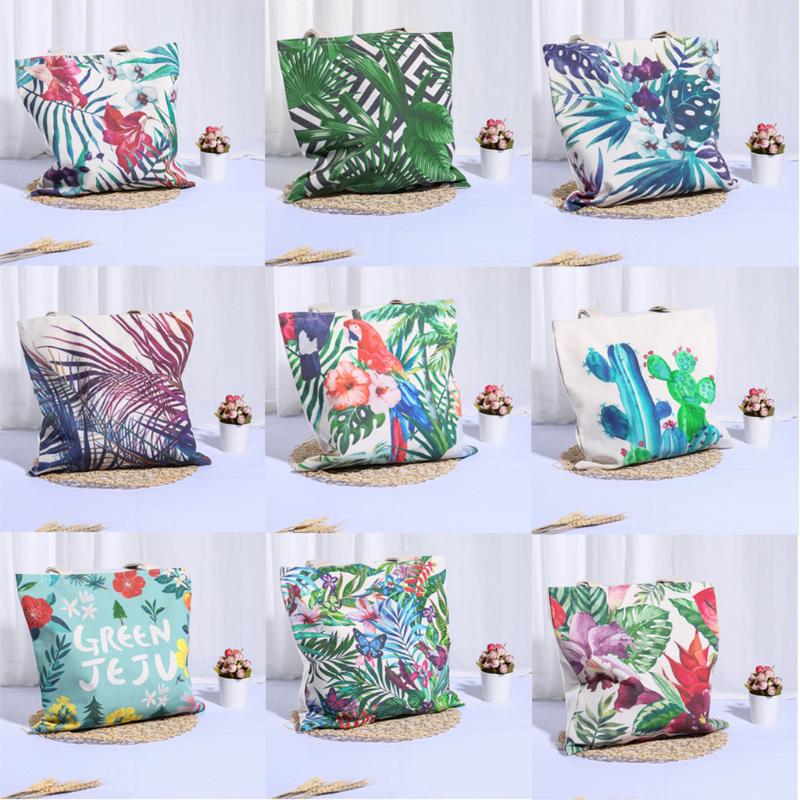 

Storage Organizer Bag Portable and Washable Linen Plant Pattern Receipt Bag Reusable Shopping Home Organizer Bags T9#