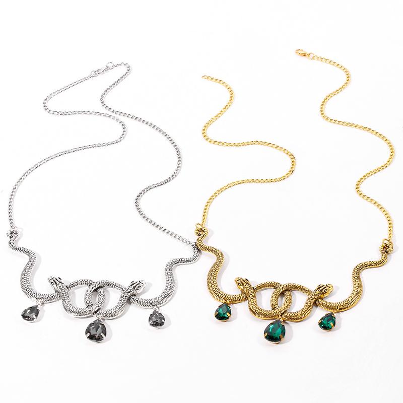 

Vintage Jewelry Crystal Double Snake Necklace Top Creative Movie Fans Cosplay