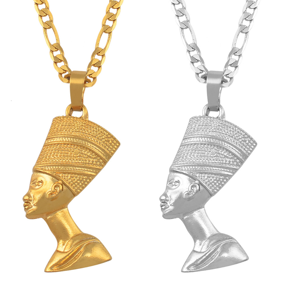 

Anniyo Egyptian Queen Nefertiti Pendant Necklaces Women Men Jewelry Silver Color/gold Color Wholesale Jewellery African #163506