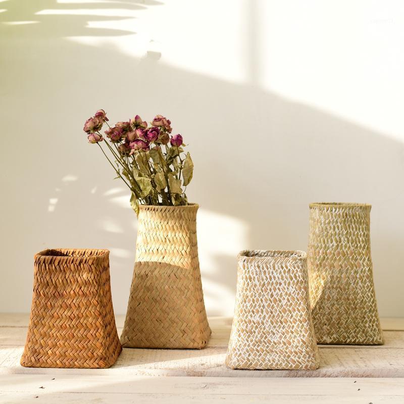 

3 Styles Creative Weave Vase Pot Woven Basket For Home Party Decoration Dried Flowers Plant Vase Room Table Pastoral Decor1