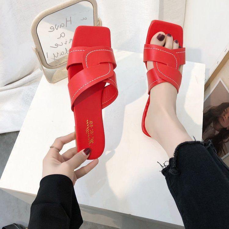 

Leather Weave Slippers Fashion Women Sandal Open Toe Flat Slides Summer Outdoor Beach Flip Flops Ladies Shoes1, Black