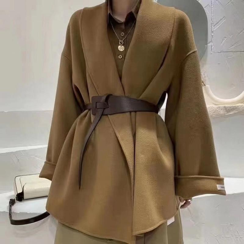 

Autumn Winter 100% Wool Coat with Belt Double-sided Woolen Coats and Jackets Woman Parka Korean Women' Clothing 2020 WPY1899, Beige