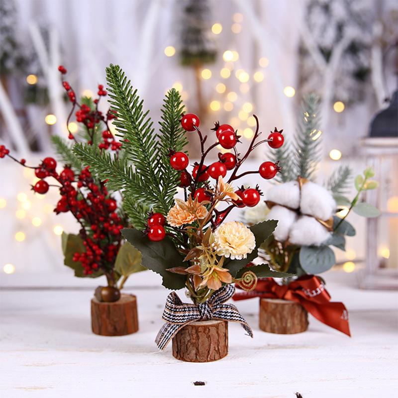 

Mini Christmas Tree, Artificial Tabletop Christmas Pine Tree with Base Ornaments for Home Decoration, Style 3