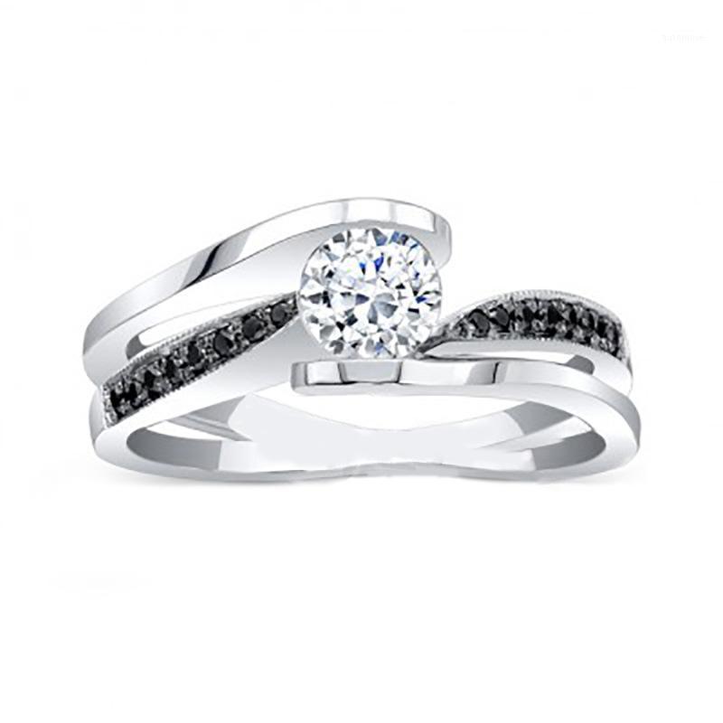 

Stainless Steel Women's Ring Jewelry Accessories Line Intertwined Double-Layered Zircon Rhinestone Delicate Silver Color Ring1