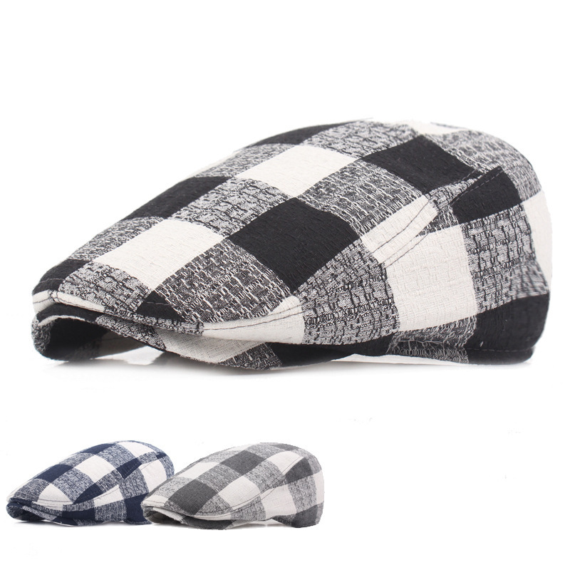 

Women's Casual Wild Plaid Beret Forward Cap Men's Outdoor Travel Sun Hat, Style 1