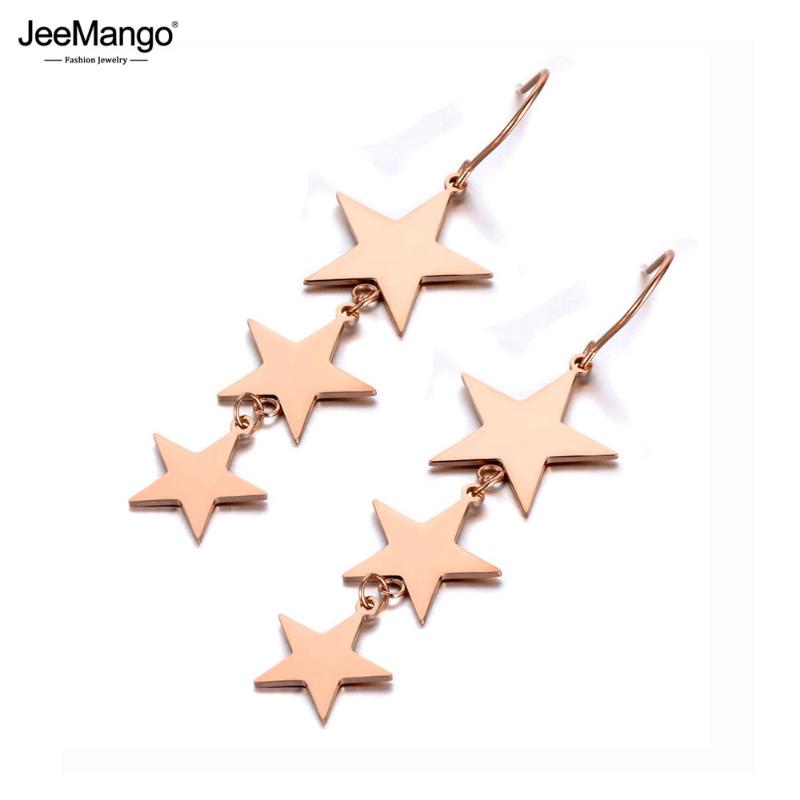 

JeeMango Bohemia Titanium Stainless Steel Geometric Star Drop Earrings Fashion Dangle Earrings Jewelry For Women Girls JE19300