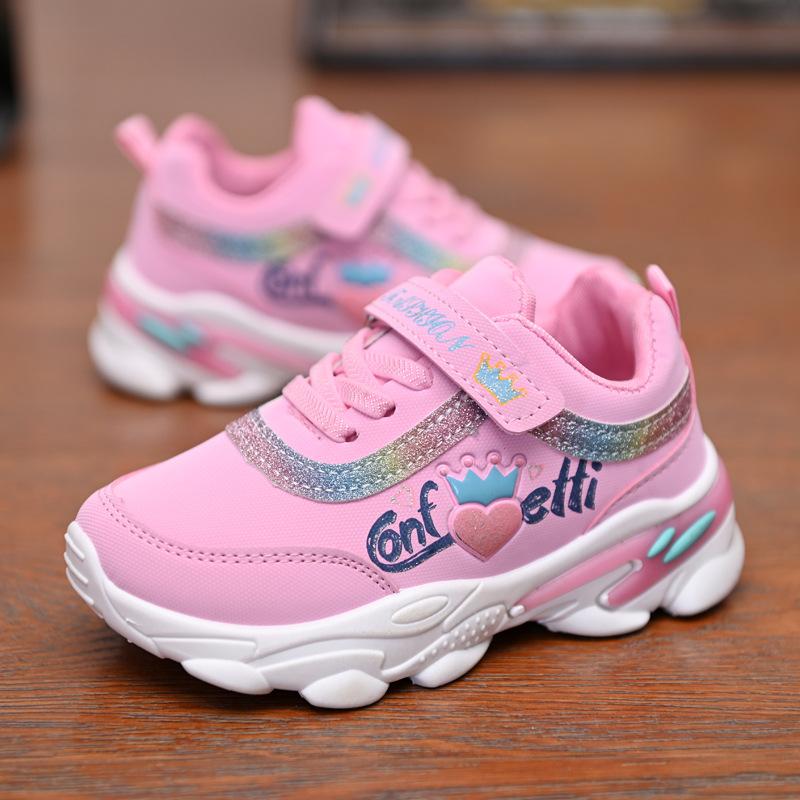 

New Fashion Sneakers For Girls Spring Autumn Children Casual Running Sport Shoes Breathable Pu Kids Trainer Shoes Tenis Infantil, White
