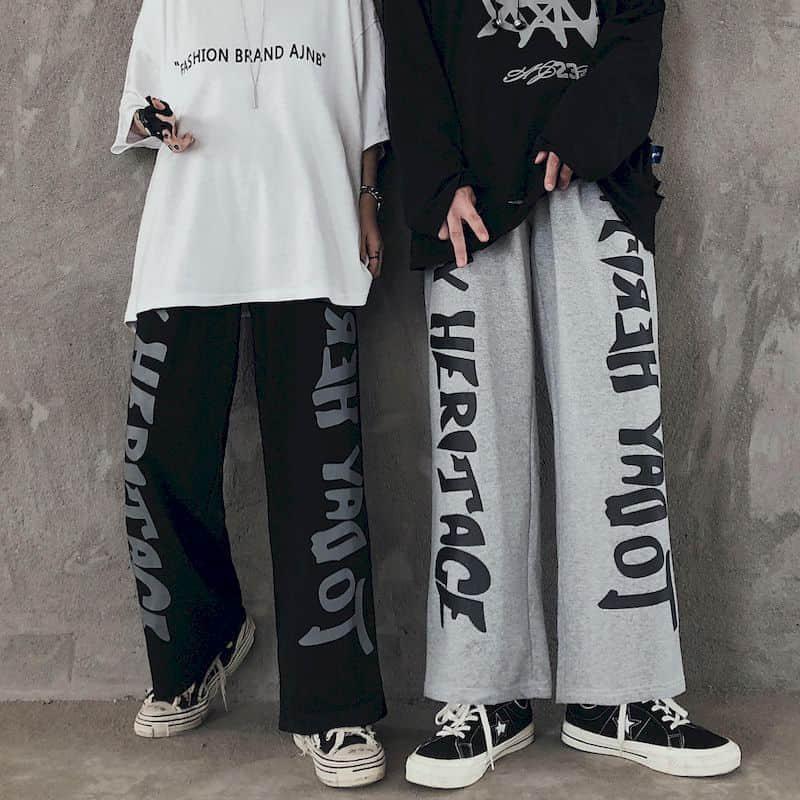 

Pants mens loose straight leg casual Japanese couple wear popular wide-leg trousers 2020 autumn new black trend hip street, Black e88