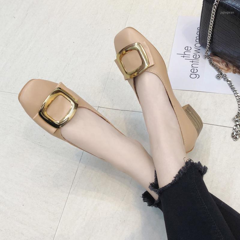 

Ladies Pumps Office Heels Shoes Women Fashion Solid Square Toe Single Shoes Casual Mid Heels 2020 Zapatos De Mujer U14-751, Beige