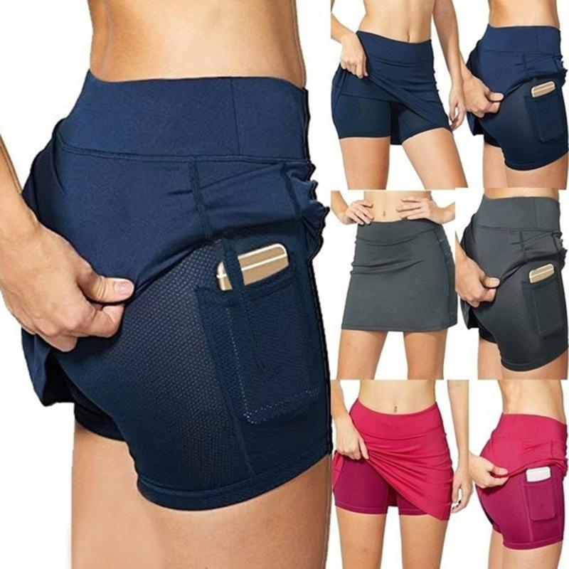 

Women Sport Shorts Pants Ladies Active Workout Wear Summer Pocket High Waist Casual For Gym Yoga Tight Short Fitness Leggings, Black
