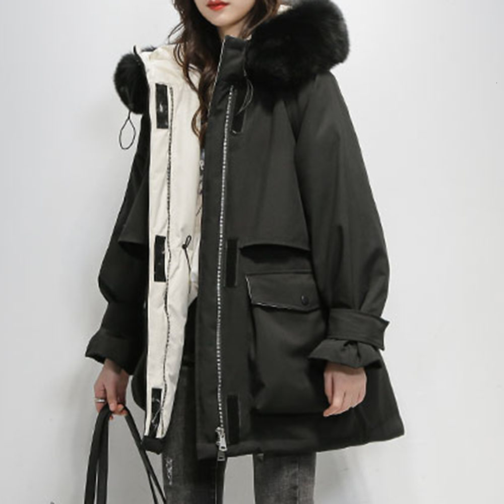 

2021 New Women Cotton Padded Ladies Fashion Autumn Korean Style Parkas Jacket Warm Winter Over Wear Coat 2L0D, Blue