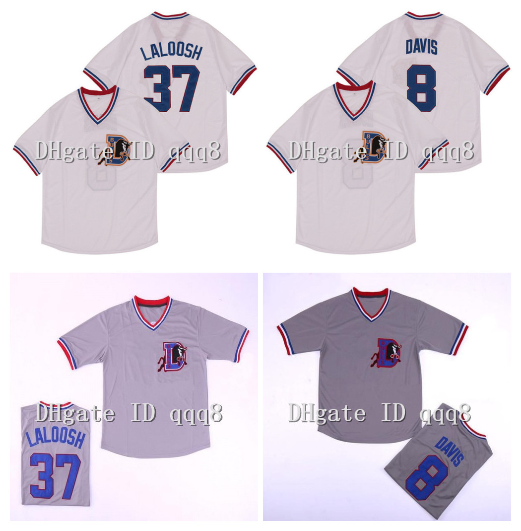 

37 Nuke LaLoosh Jersey 8 Crash Davis 1988 Bull Durham Baseball Jersey Grey White Pullover 100% Stitched, As pic