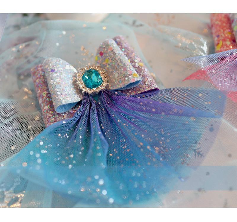 

Children's headdress: snow and ice; Princess bow hair clip; crown hair band; streamer ornament clips for women1, White