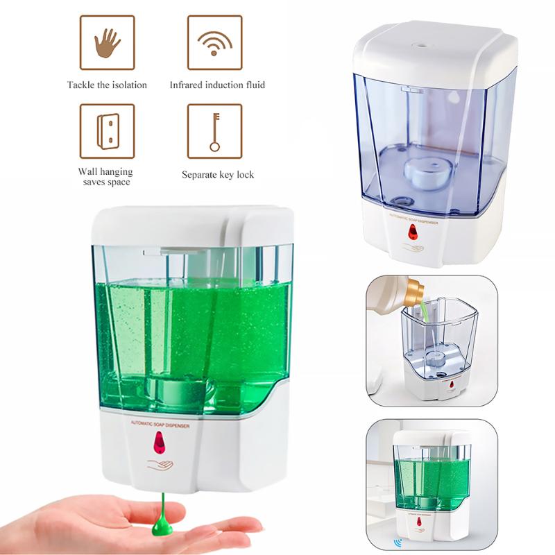 

700ml Capacity Automatic Soap Dispenser Touchless Sensor Hand Sanitizer Detergent Dispenser Wall Mounted For Bathroom Kitchen
