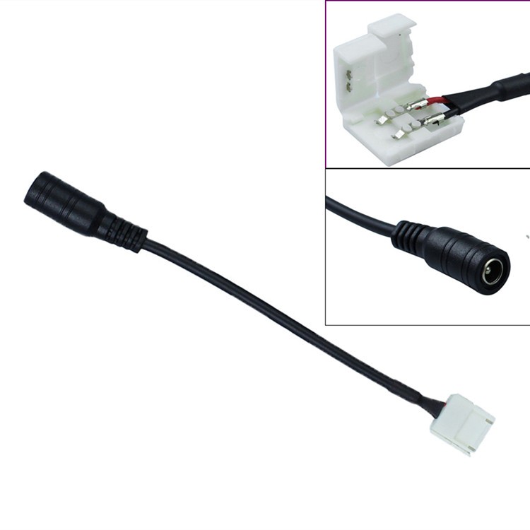 

DC Connect Wire Cable To 2pin 8mm / 10mm Clip Free Welding Connector For SMD 5050 3528 Led Strip Light