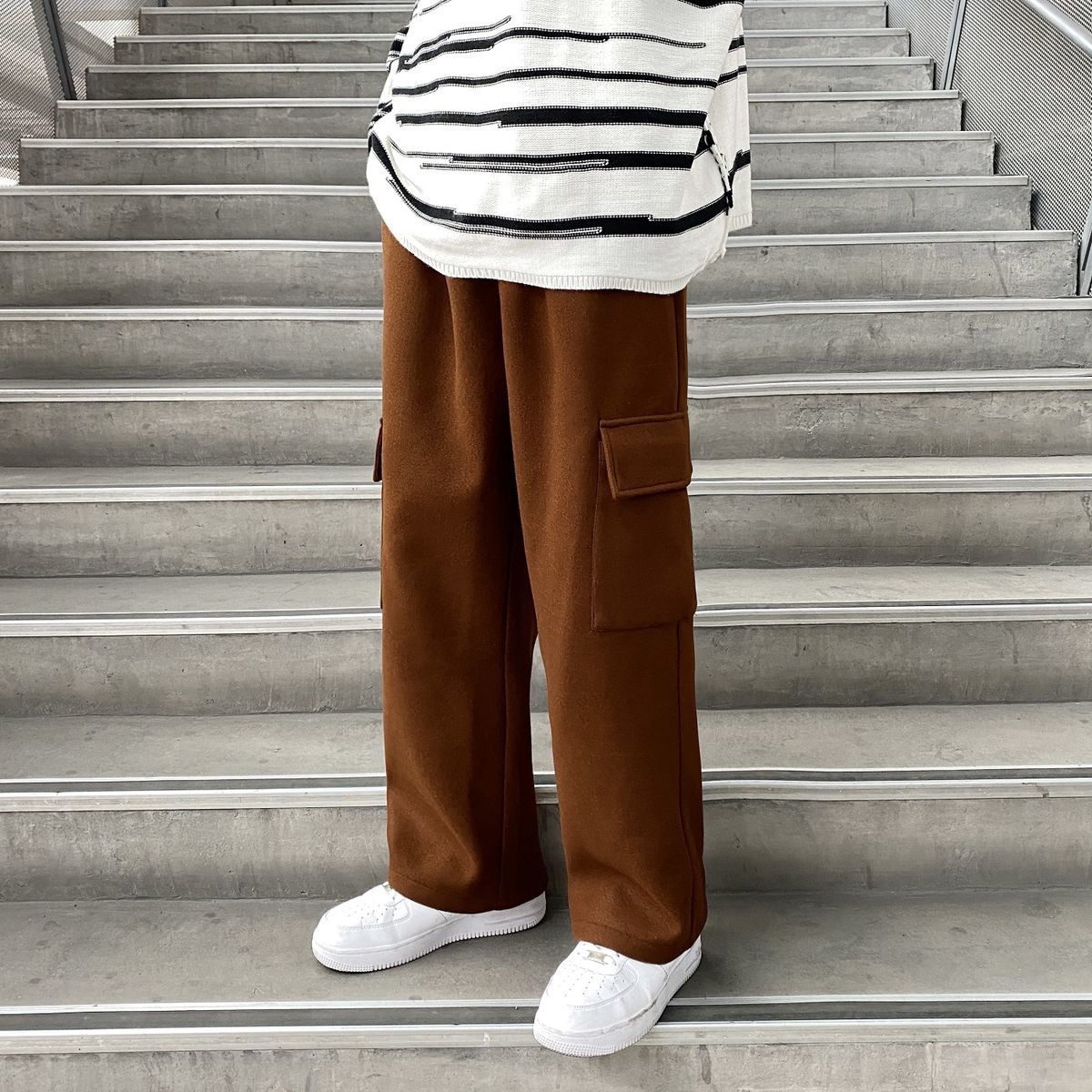 

Men's Trousers 2021 Autumn Thin New Winter Wool Cloth Straight Pants Breeches Young Clothes M-5xl 91UJ, Black