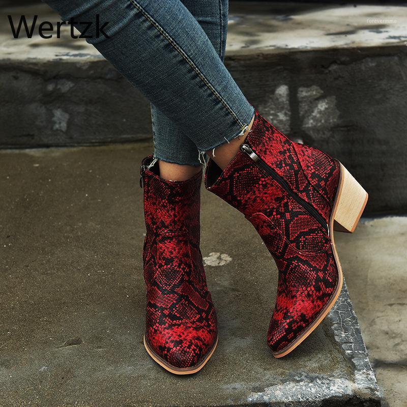 

2020 Totem Low Heel Pu Ankle Boots Winter Women's Boots Fashion Pointed Thick Heel Zipper Casual Women Zapatos De Mujer1, Black