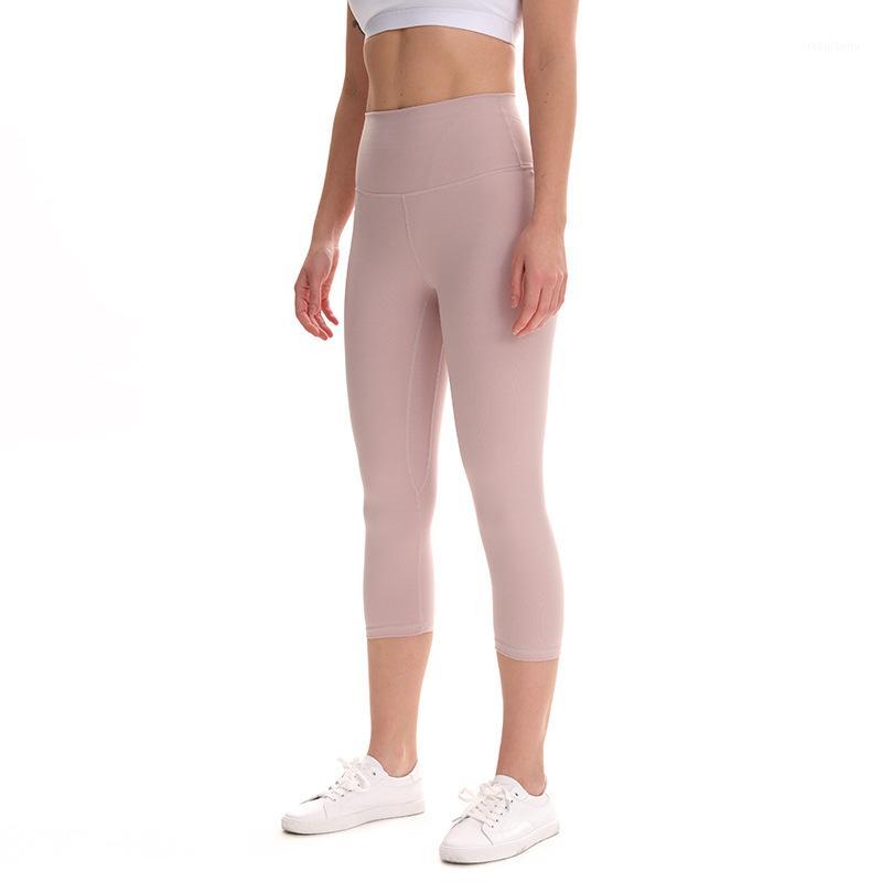 

2020 Summer New High Waist Tight Yoga Pants Female Gym Running Leggings Comfortable Sweat-Wicking Fitness Leggings Capri Pants1, Black