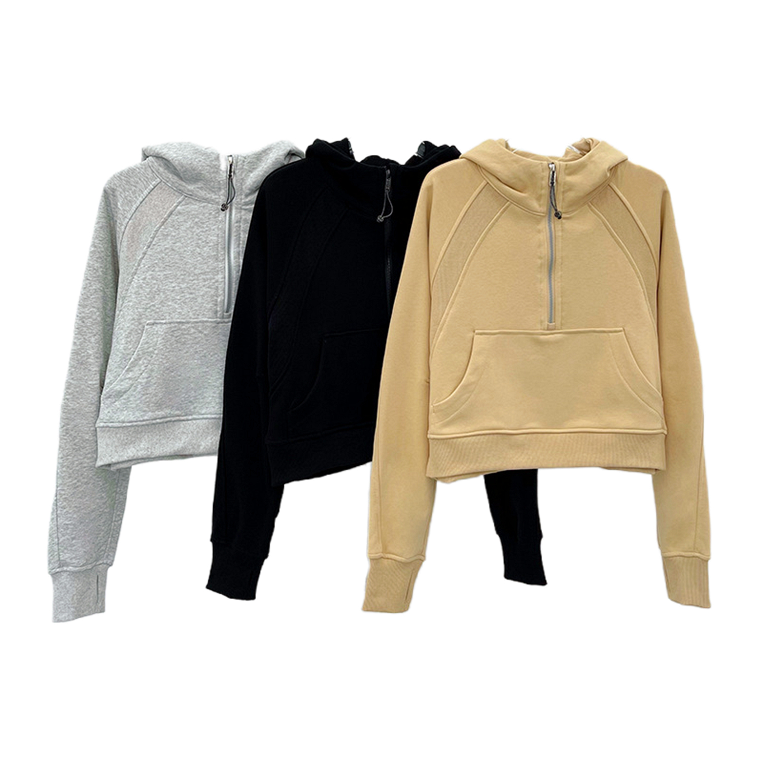 

2022 Women' Jackets yoga wear Scuba Oversized Half-Zip Hoodie Hoodies & Sweatshirts, logo version high quality, Gray