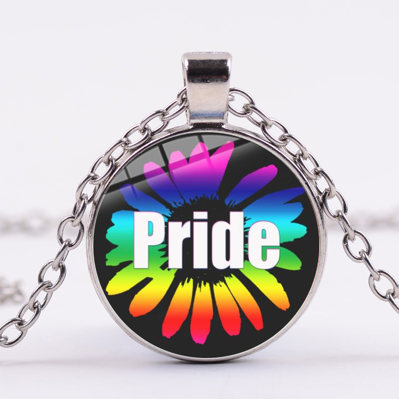 

Rainbow Flag Infinity Love Necklace Lgbt for Lesbians Gay Pride Photo Glass Crystal Pendant Choker Couple Lovers Necklace