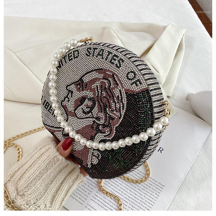 

Round Crystal Money Bags Dollar Design Luxury Diamond Evening Bags Party Purse Clutch Wedding Dinner Purses And Handbags1, Black