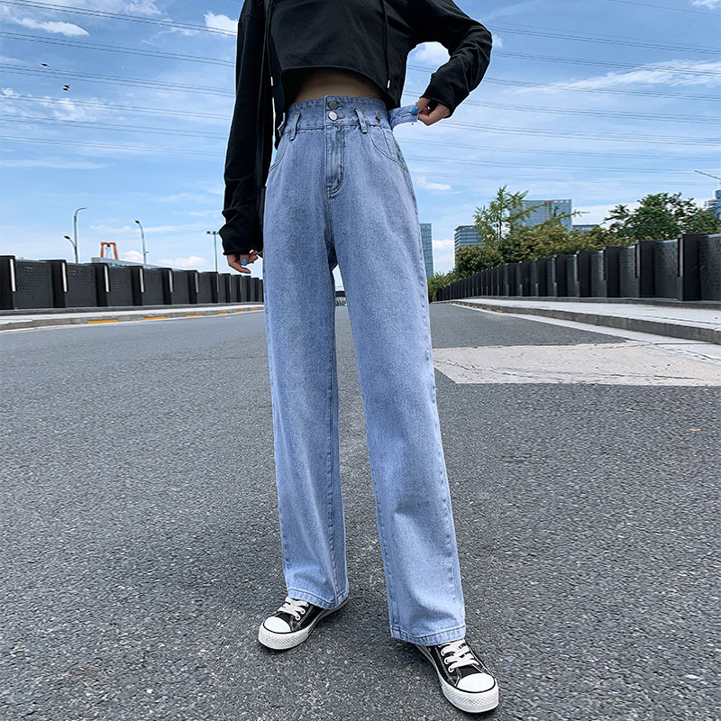 

High Waist Loose Comfortable Jeans For Women Plus Size Fashionable Casual Straight Pants Mom Jeans Washed Jeans, Blue
