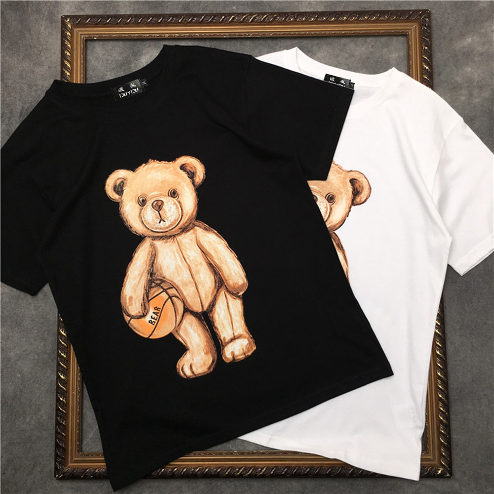 

Men's Short-sleeved T-shirt Bear Hug Basketball Pattern Women Shirts|streetwear 2191001649 Jug3, White