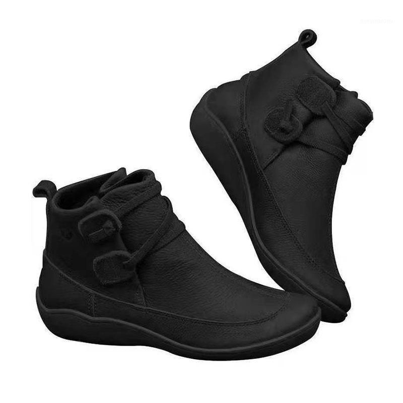 

CUZULLAA Autumn Women Retro Ankle Boots High Shoes Lady Solid Color Fashion Slip-On Boots Female Booties Plus Size 35-431, Black