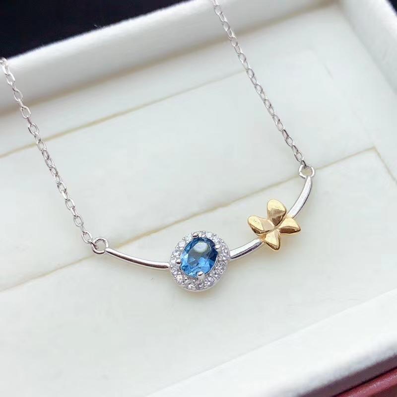 

CoLife Jewelry Fashion Silver Gemstone Necklace 4*5mm Natural Topaz Necklace for Daily Wear Fashion 925 Silver Topaz Jewelry
