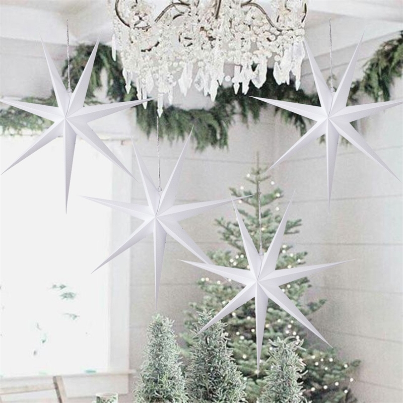 

1pc New Year Decoration 60cm 24'' Xmas Hanging Paper Star Lantern Christmas Ornaments Festival Christmas Decoration For Home Y201020