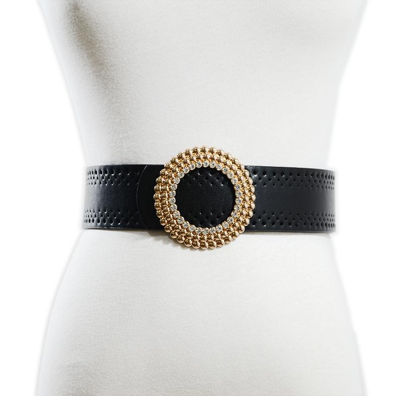 

Belts Black Belt For Women Hollow Out Leather Girls Jeans Pants Wild No Pin Metal Buckle PU Strap Bg-810, White