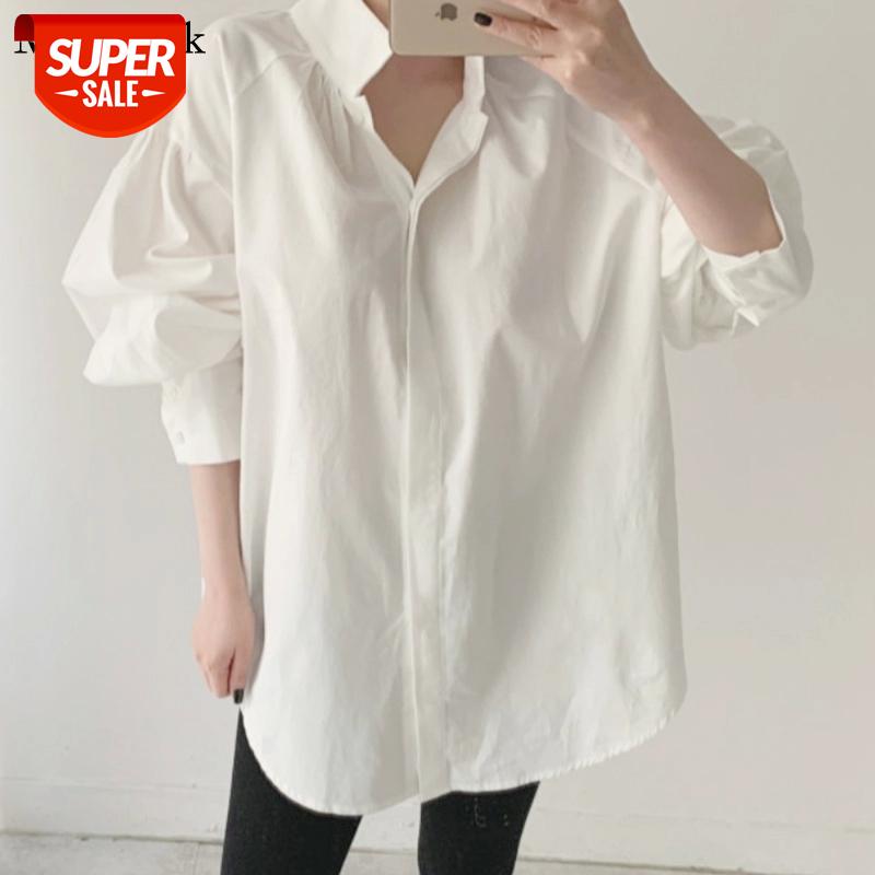 

Casual White Blouse Women 2021 Spring Plus Size Loose Cotton Women Shirts Blouses Stand Collar Female Shirt Tops Blusas 13119 #Q18n