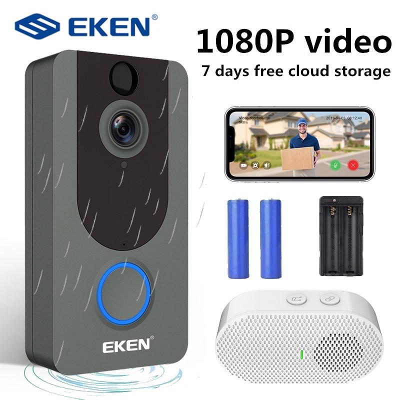 

EKEN 2021 New 1080P Wifi Wireless Video Dorbell Visual Intercom Camera With Chime Night Vision PIR Motion Detection APP Control