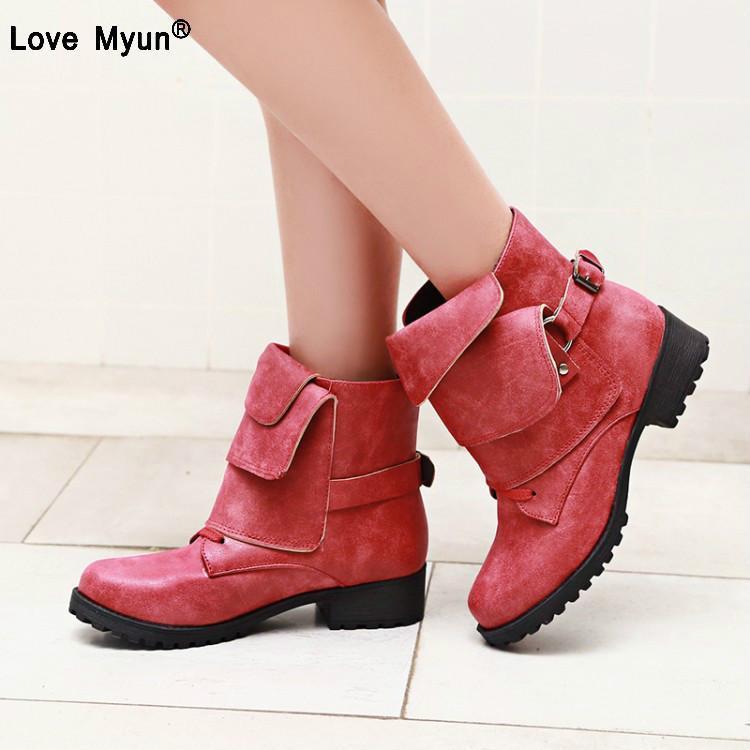 

New Fashion European Style Black Ankle Boots Flats Round Toe Back Zip Boots PU Leather Woman Shoes With yuj891