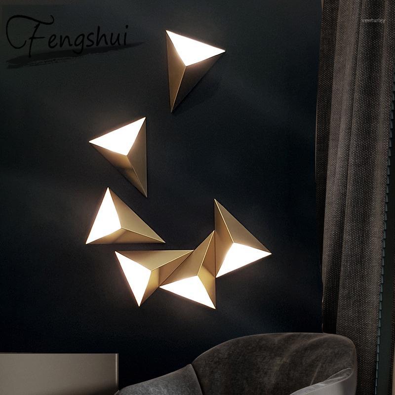

Nordic Iron LED Wall Lamps Indoor Decor Triangle Sconces Bathroom Light Fixture Bedroom Bedside Aisle Living Room Wall Lights1