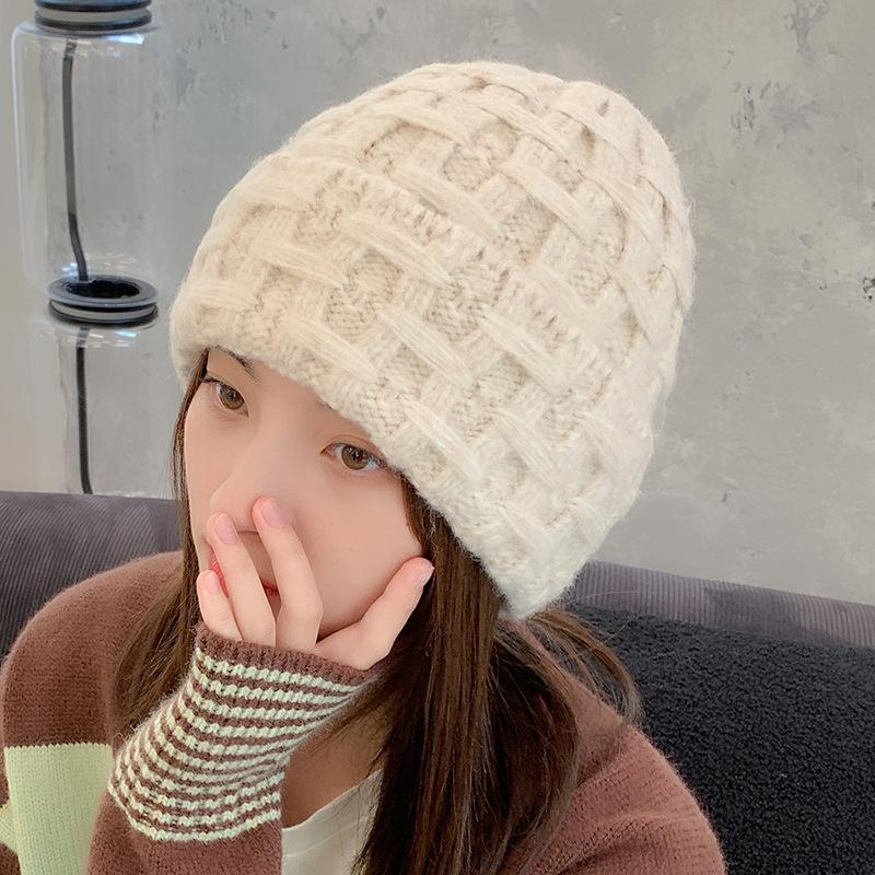 

Beanie/Skull Caps Fashuion Autumn And Winter Knitted Hat Women's Ear Protection Warm Solid Color Woolen Simple Basin, Blue;gray
