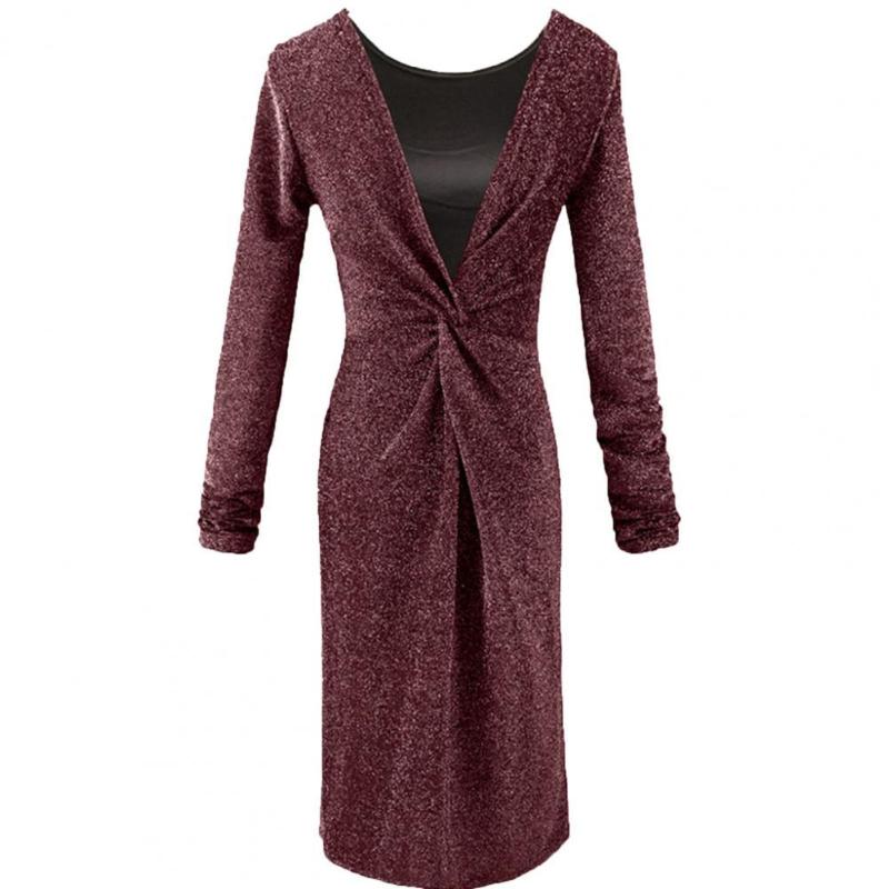 

Casual Dresses Dress Women Sexy Long Sleeve O Neck Backless Knot Shiny Glitter Bodycon Mini Party Vestidos, Black;gray