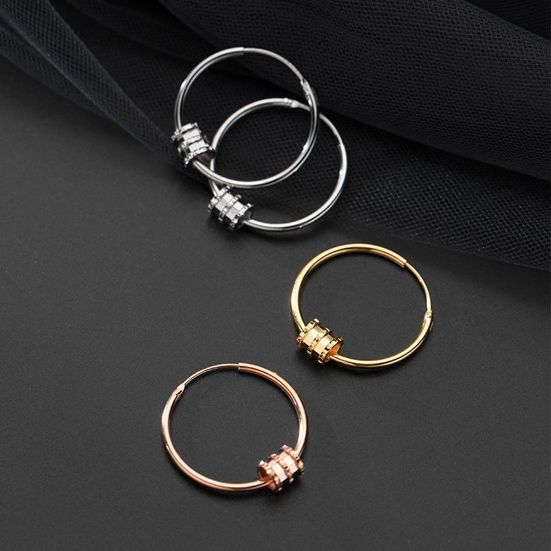 

Genuine 925 Sterling Silver Hoop Earrings For Women Gothic Geometric Gold Earrings Punk Statement Circle Earring Brincos Jewelr