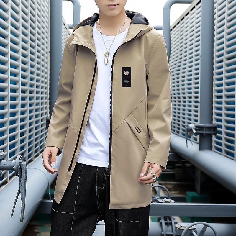

Men's Jackets 2022 Spring Mens Casual Mid-Length And Coats Solid Color Hooded Streetwear Hip Hop Windbreaker Outwear Plus Size Tops, Black;brown