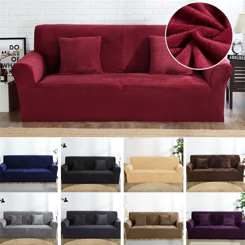 

Velvet Sofa Cover for Living Room Sectional Couch Cover Armchair Slipcover L Shaped Corner Sofa Cover Stretch 1/2/3/4 Seater LJ201216