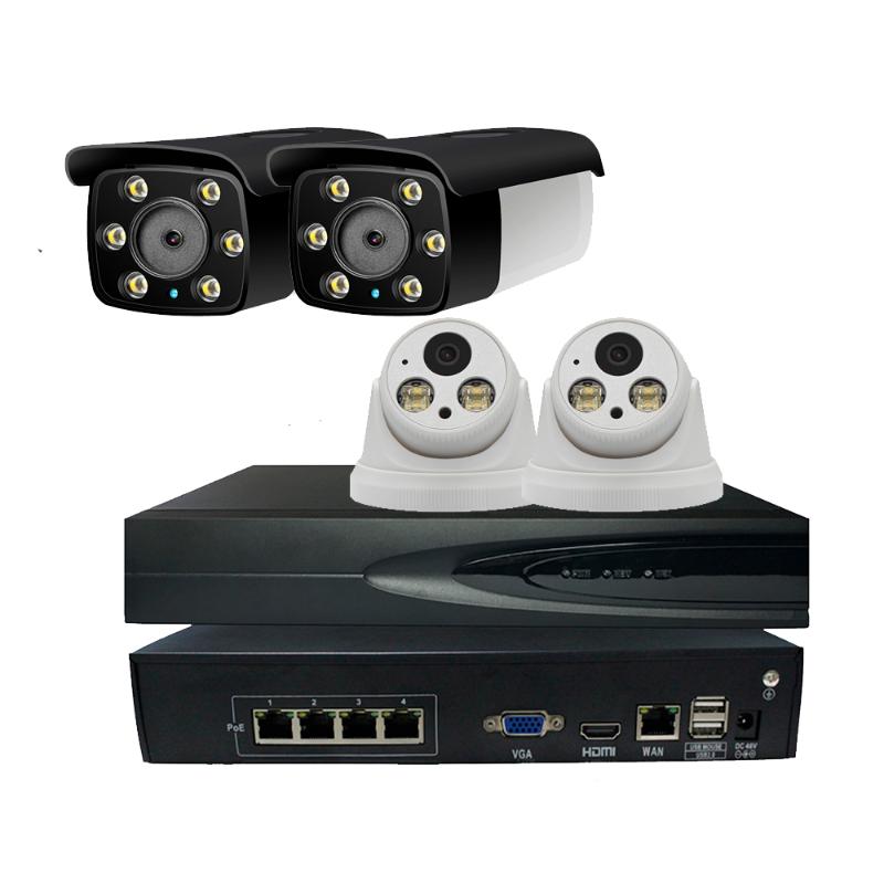 

Indoor and Outdoor 3MP POE Camera IP System CCTV NVR with 4 Port POE Switch Full Color Night Vision