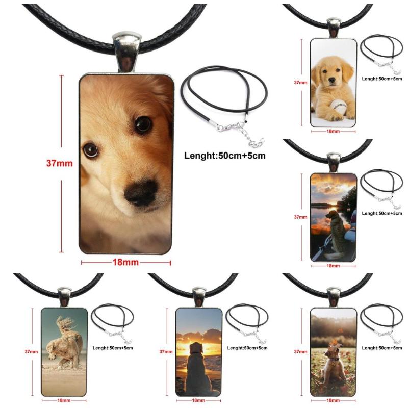 

For Women Jewellery Dog Pet Fashion Glass Cabochon Pendant Rectangle Necklace Choker Necklace Jewelry