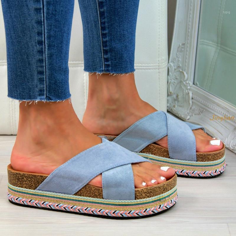 

New Summer Women Slippers Fashion Wind Cross Strap Slides Women Shoes Thick Bottom Seaside Beach Outdoor Slippers Ladies1, Black