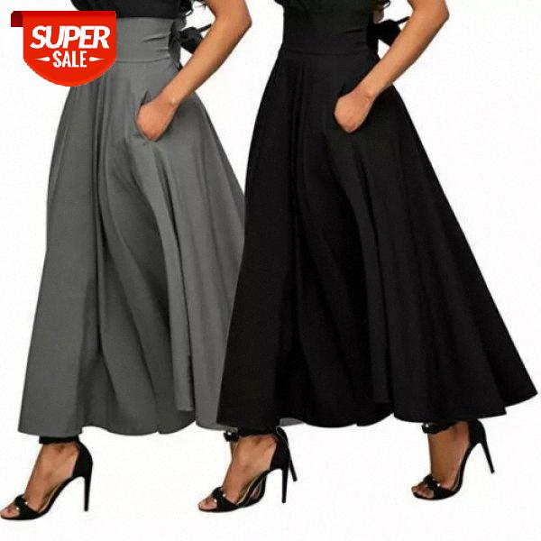 

Spring Autumn Women Vintage Skirts High Waist Solid Color Pleated Solid Color Stretch Plain Skater Flared Pleated Long Skirt #tl8d, White;black