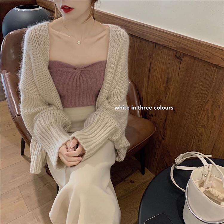 

2020 New Gentle Cardigan Jacket Women's Fall/Winter Loose Outer Wear Lazy Wind Knitted Sweater Korean Style Western Top