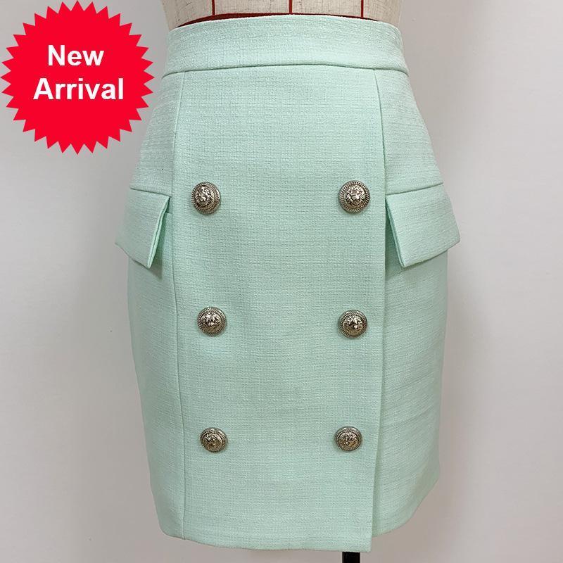 

Luxury 2021 New Vintage Women Will See Double Row Lion Metal Buckle Hip Mini Fashion Design Office Brand Ladies Skirt Clothes SQB8, Beige