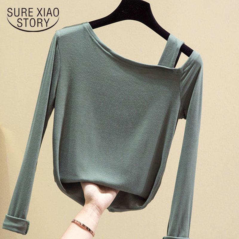 

Women's T-Shirt Cotton Tshirt 2022 Autumn Harajuku Korean Women Slim Bottoming Clothes Office Lady Long Sleeve Shirt 10485, White