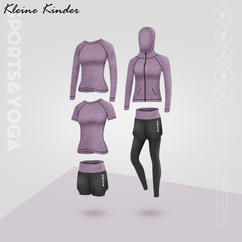 

Yoga Set Sports Wear for Women Gym Pants Workout Clothes Compressed Shirt Leggings Tracksuit Jogging Running Fitness Sport Suit, Purple 2pcs short